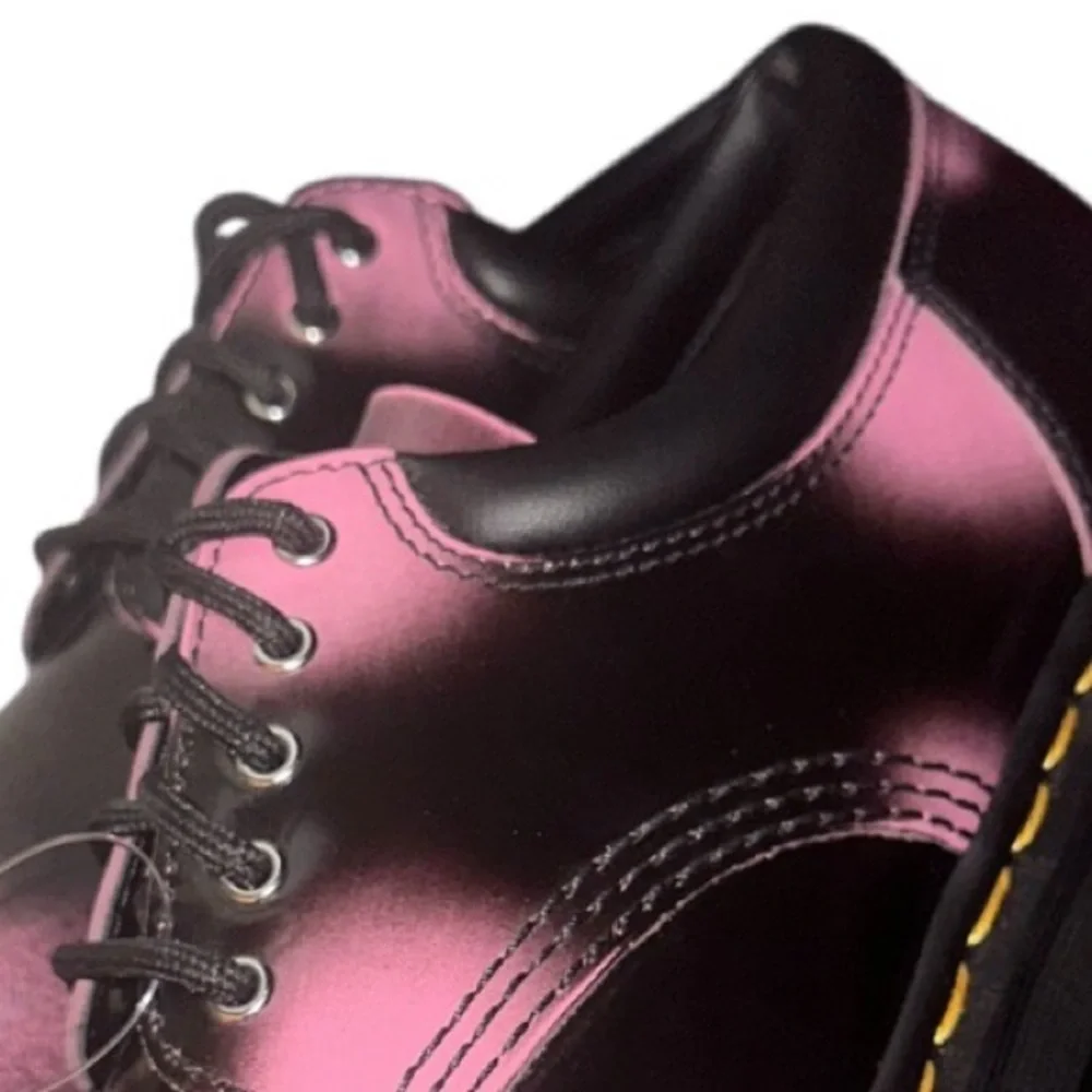 New Dr Martens 8053 Distressed Leather Platform Shoes pink black ombré leather 9